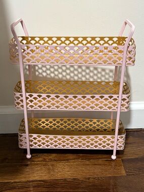 Pink and Gold 3-Tier Metal Organizer Shelf